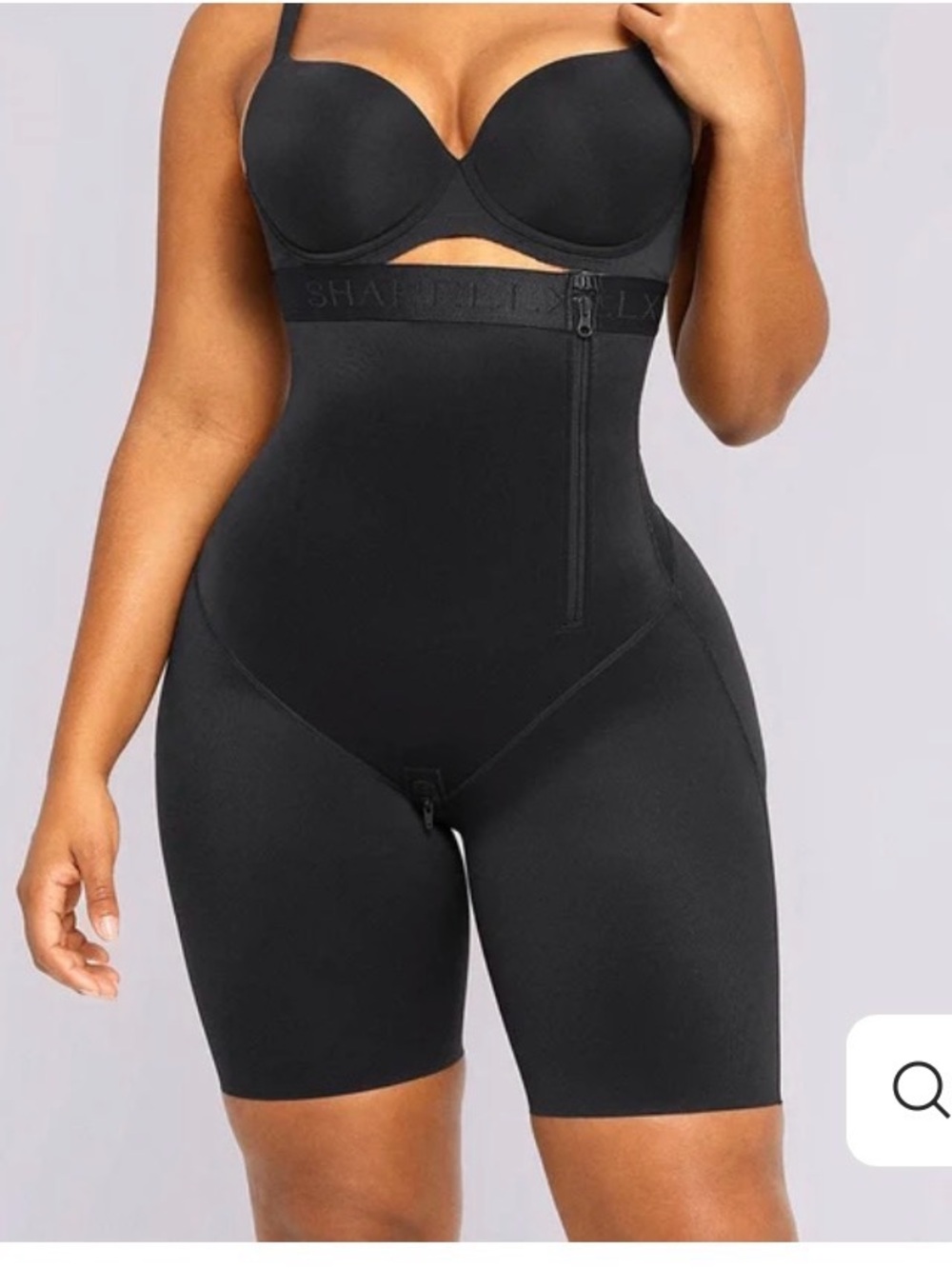 Black High-Waist Lace-Trim Shaping Bodysuit with Adjustable Straps